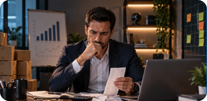Empresário analisando resultados da empresa